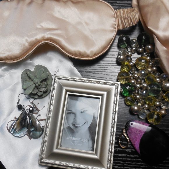 Junk drawer small lot random items sleep mask earrings photo frame - Picture 2 of 8